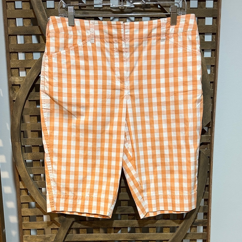 Jones New York Orange Checkered Women's Shorts